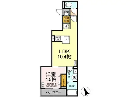 セレスティア皿沼(1LDK/3階)の間取り写真