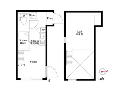 ハーモニーテラス神谷(ワンルーム/1階)の間取り写真