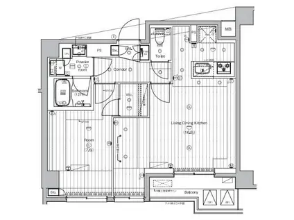 PREMIUM CUBE 王子神谷(1LDK/5階)の間取り写真