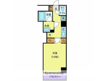 プレール・ドゥーク板橋本町Ⅲ(1K/3階)の間取り写真