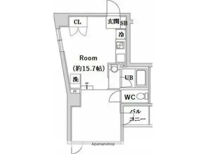 グレイスコート上野(ワンルーム/12階)の間取り写真