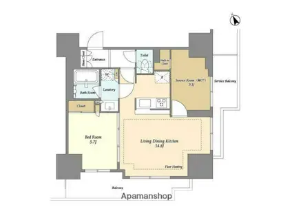 オアーゼ日暮里レジデンス(1SLDK/6階)の間取り写真