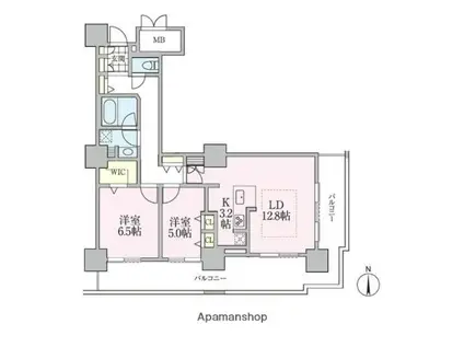 ロイヤルパークスタワー南千住(2LDK/13階)の間取り写真