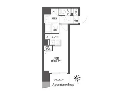 GRAN PASEO 市谷甲良町(1K/9階)の間取り写真