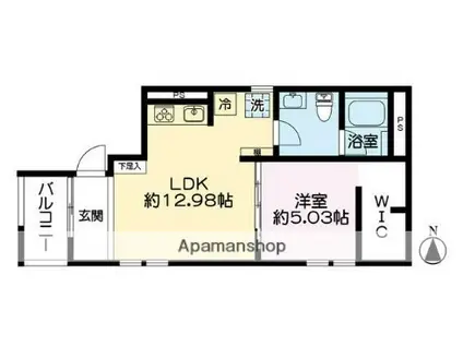 OMOCHIDE AKABANE(1LDK/3階)の間取り写真