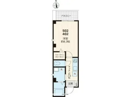 大一ビル(1K/5階)の間取り写真