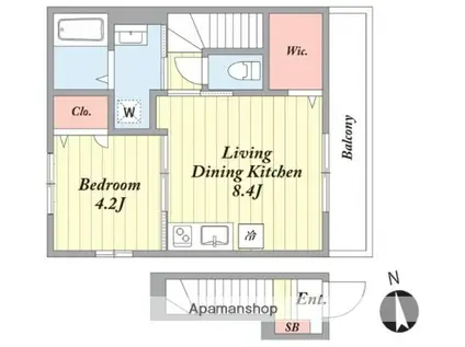 REVEUR(1LDK/2階)の間取り写真