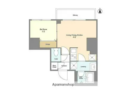 クラリティア西日暮里(1LDK/13階)の間取り写真