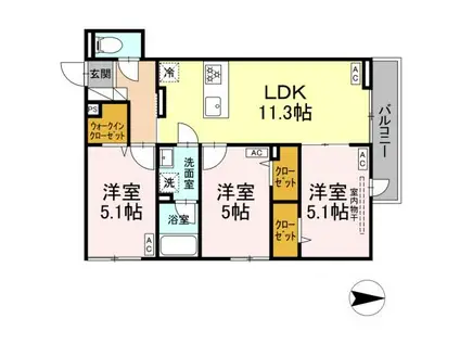 セレスティア西新井II(3LDK/3階)の間取り写真