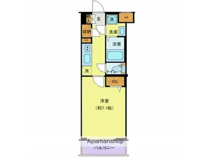 クレヴィスタ大塚(1K/1階)の間取り写真