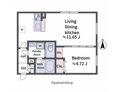 ALATO OYAMAⅡ(1LDK/4階)の間取り写真