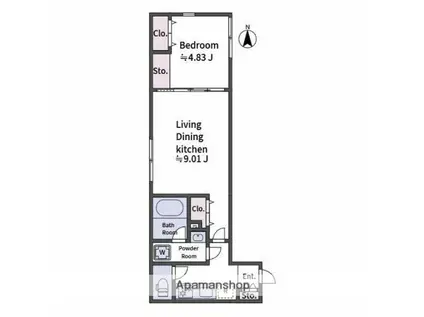 ALATO OYAMAⅡ(1LDK/3階)の間取り写真