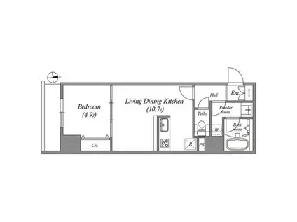 クオリタス浅草橋(1LDK/7階)の間取り写真