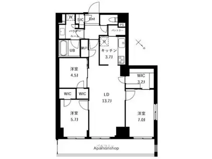 ザ・ケンジントン・レジデンスときわ台(3LDK/3階)の間取り写真