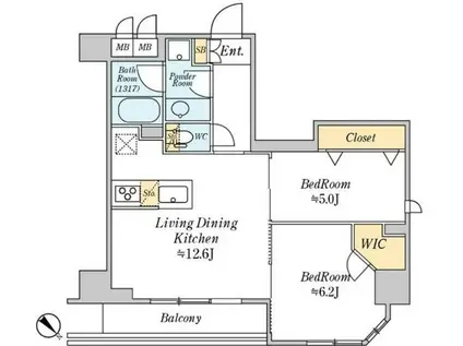クレストコート志村坂上(2LDK/8階)の間取り写真
