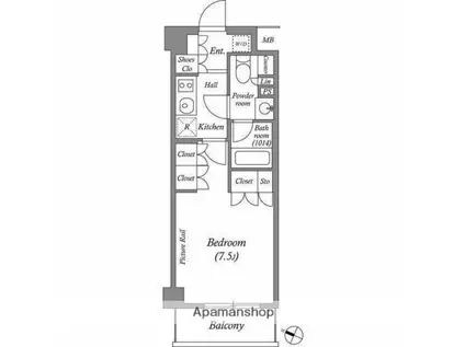 ルクレ西池袋(1K/4階)の間取り写真