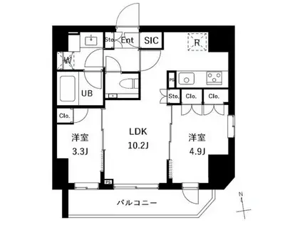ES-GRANDE御徒町(2LDK/4階)の間取り写真