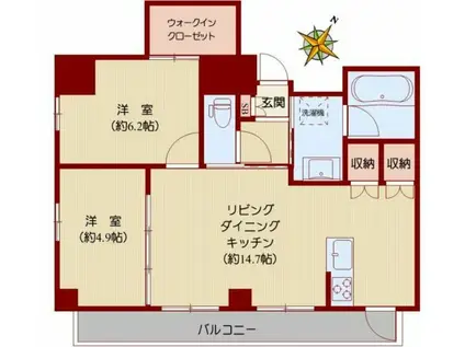 ヴァーデジアン(2LDK/10階)の間取り写真