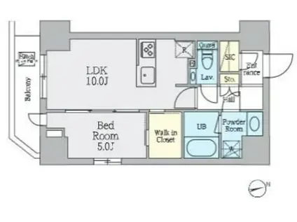 クレストコート上野(1LDK/9階)の間取り写真