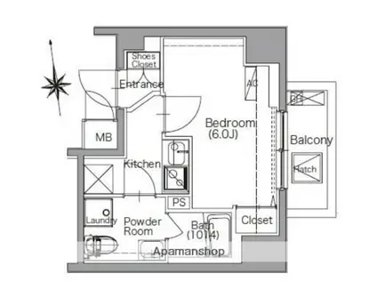 プレセダンヒルズ北千住Ⅱ(1K/4階)の間取り写真
