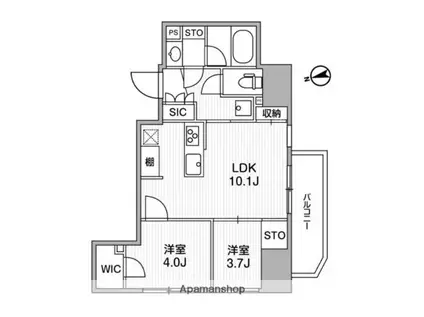 ディームス上野(2LDK/5階)の間取り写真
