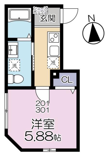 グランシャレー千住旭町(1K/3階)の間取り写真