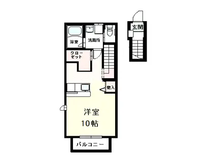 クローバーコート(1K/2階)の間取り写真