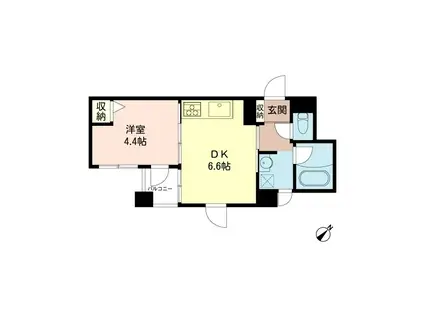 フォレスト弥生(1DK/2階)の間取り写真