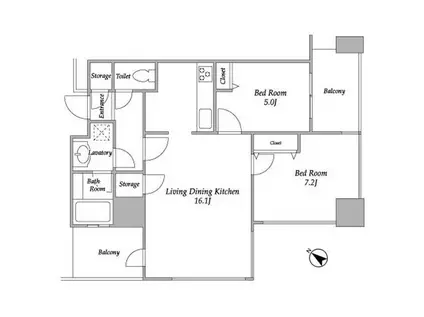 プラザタワー勝どき(2LDK/38階)の間取り写真