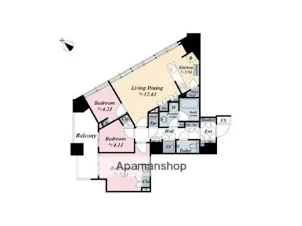 勝どき ザ・タワー(2LDK/21階)の間取り写真