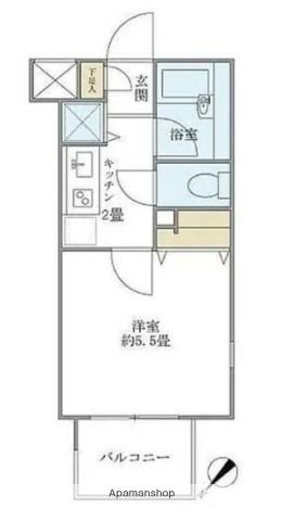レジデンシア麻布十番(1K/7階)の間取り写真