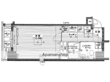 アプレシティ日本橋蛎殻町(1K/4階)の間取り写真