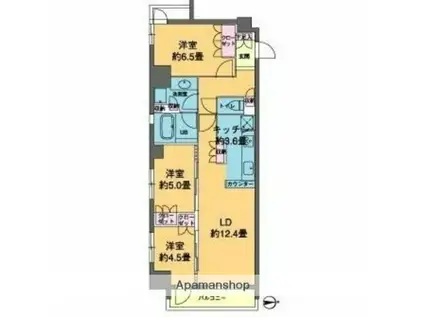 カスタリア東日本橋(3LDK/6階)の間取り写真