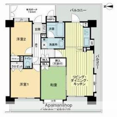 ライオンズプラザ鶯谷(3LDK/6階)の間取り写真