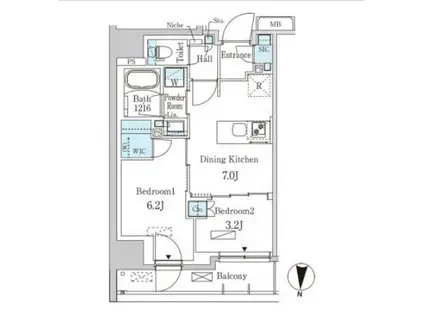パークアクシス両国スクエア(2DK/9階)の間取り写真