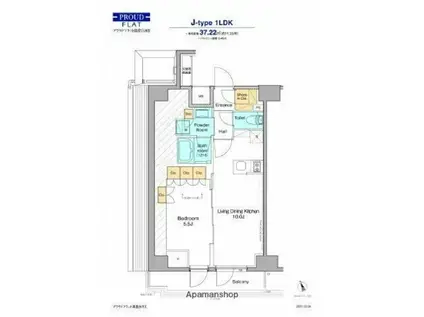 プラウドフラット清澄白河Ⅱ(1LDK/5階)の間取り写真