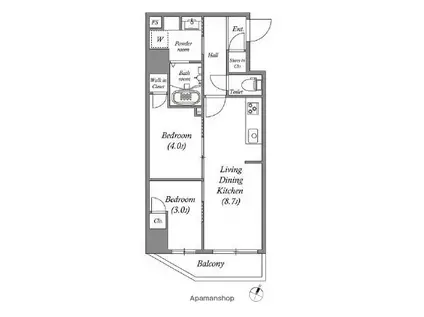 GRAN PASEO浅草Ⅱ(2LDK/4階)の間取り写真