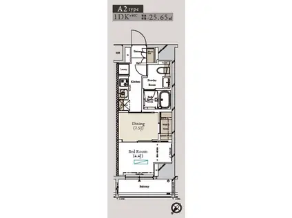 アーバンコア月島(1DK/12階)の間取り写真