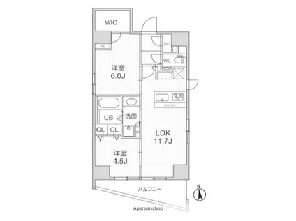 リテラス秋葉原イースト(2LDK/15階)の間取り写真