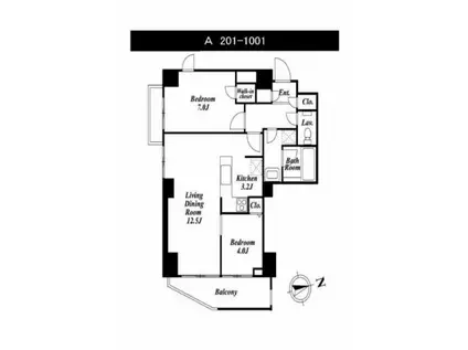 ダイアパレス蔵前(2LDK/3階)の間取り写真