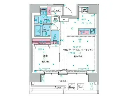 GENOVIA本所吾妻橋Ⅲ(1LDK/12階)の間取り写真