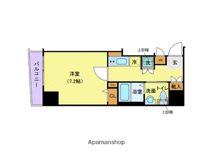 ガリシア日本橋水天宮Ⅱ(1K/2階)の間取り写真