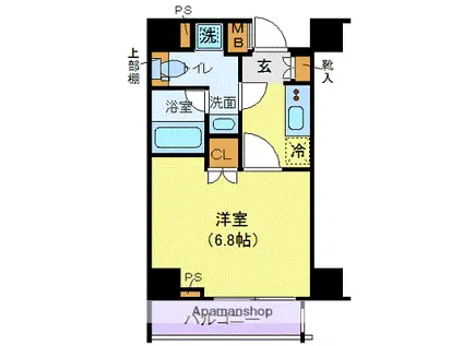 プレセダンヒルズ門前仲町(1K/7階)の間取り写真