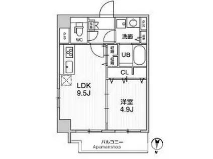 ROOTS RYOGOKU(1LDK/3階)の間取り写真