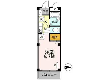 ラフィネ池之端(1K/3階)の間取り写真