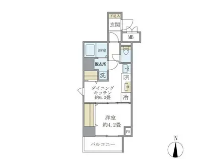 シティフォレスト森下(1DK/4階)の間取り写真