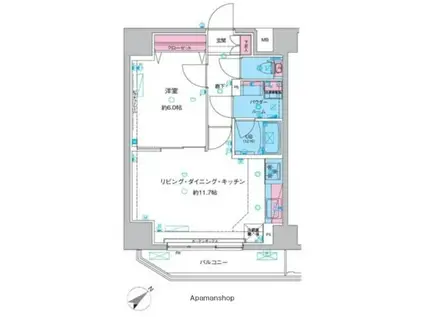 ジェノヴィア三ノ輪Ⅲスカイガーデン(1LDK/7階)の間取り写真