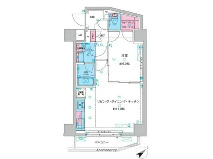 ジェノヴィア三ノ輪Ⅲスカイガーデン(1LDK/6階)の間取り写真