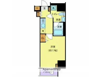 ヴァレッシア上野ノース CITYⅡ(1K/7階)の間取り写真