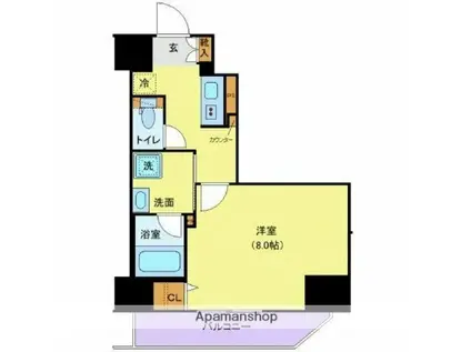 ジェノヴィア上野Ⅲスカイガーデン(1K/4階)の間取り写真